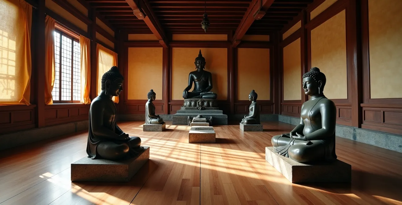 Comparison of different Buddhist figures showing distinctive characteristics