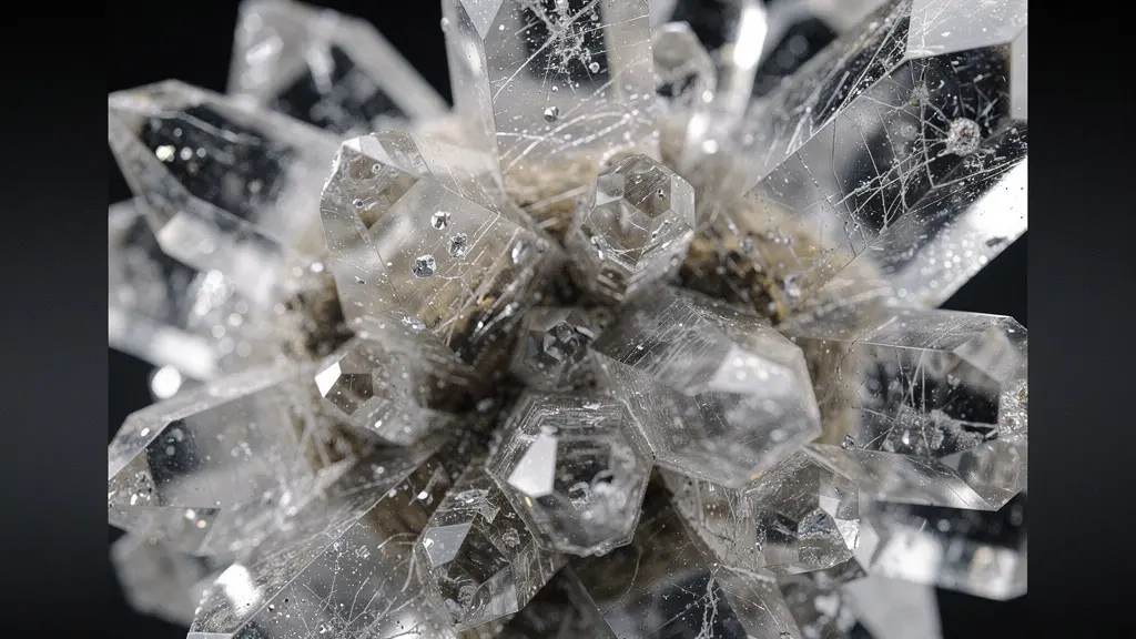 Extreme close-up of crystalline structures showing multiple facets and perspectives simultaneously