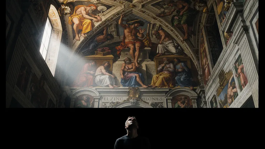 Interior view of a Renaissance chapel showing frescoed walls with humanist themes