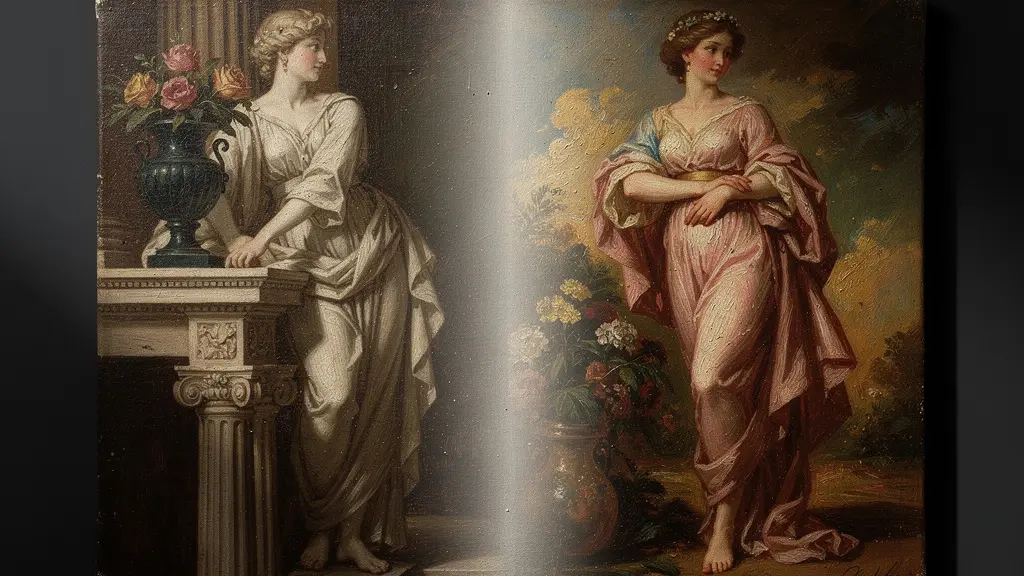 Visual comparison showing transitional elements between Neoclassical and Romantic painting styles