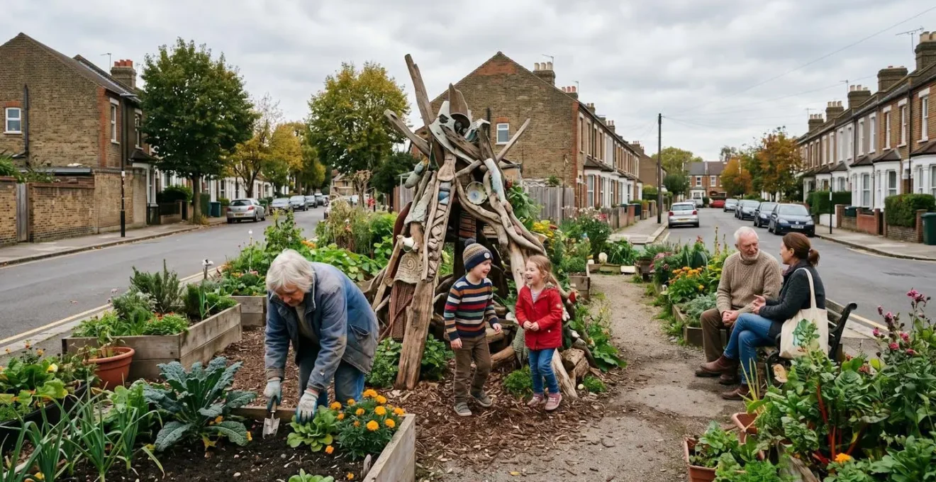 A visual metaphor contrasting temporary artistic intervention with long-term community embeddedness