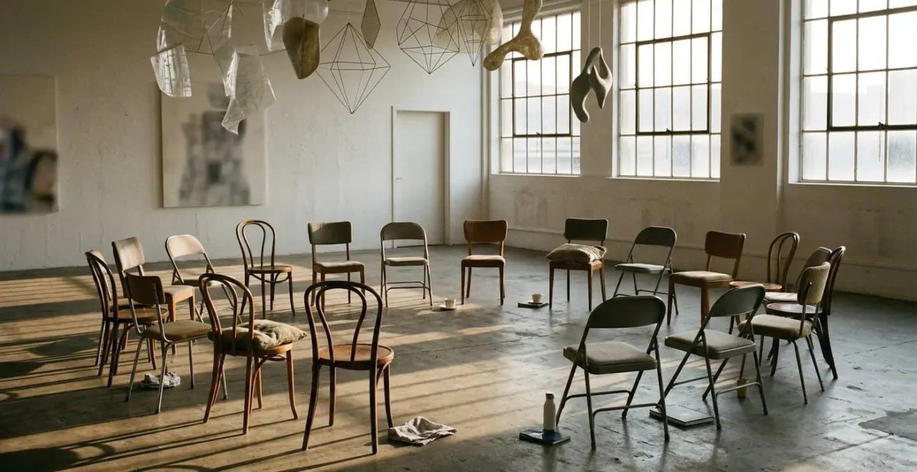 A conceptual scene capturing the essence of relational aesthetics where viewers transform into the artwork itself