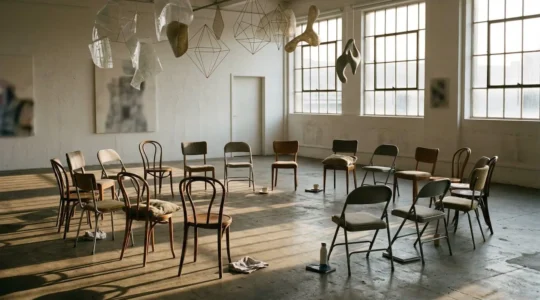 A conceptual scene capturing the essence of relational aesthetics where viewers transform into the artwork itself