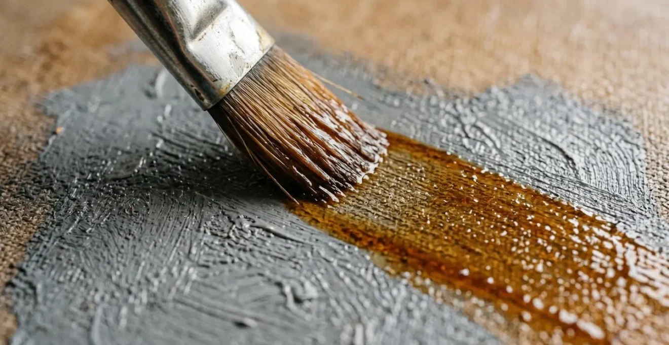 Transparent colored glaze being applied over dried underpainting showing light transmission effect